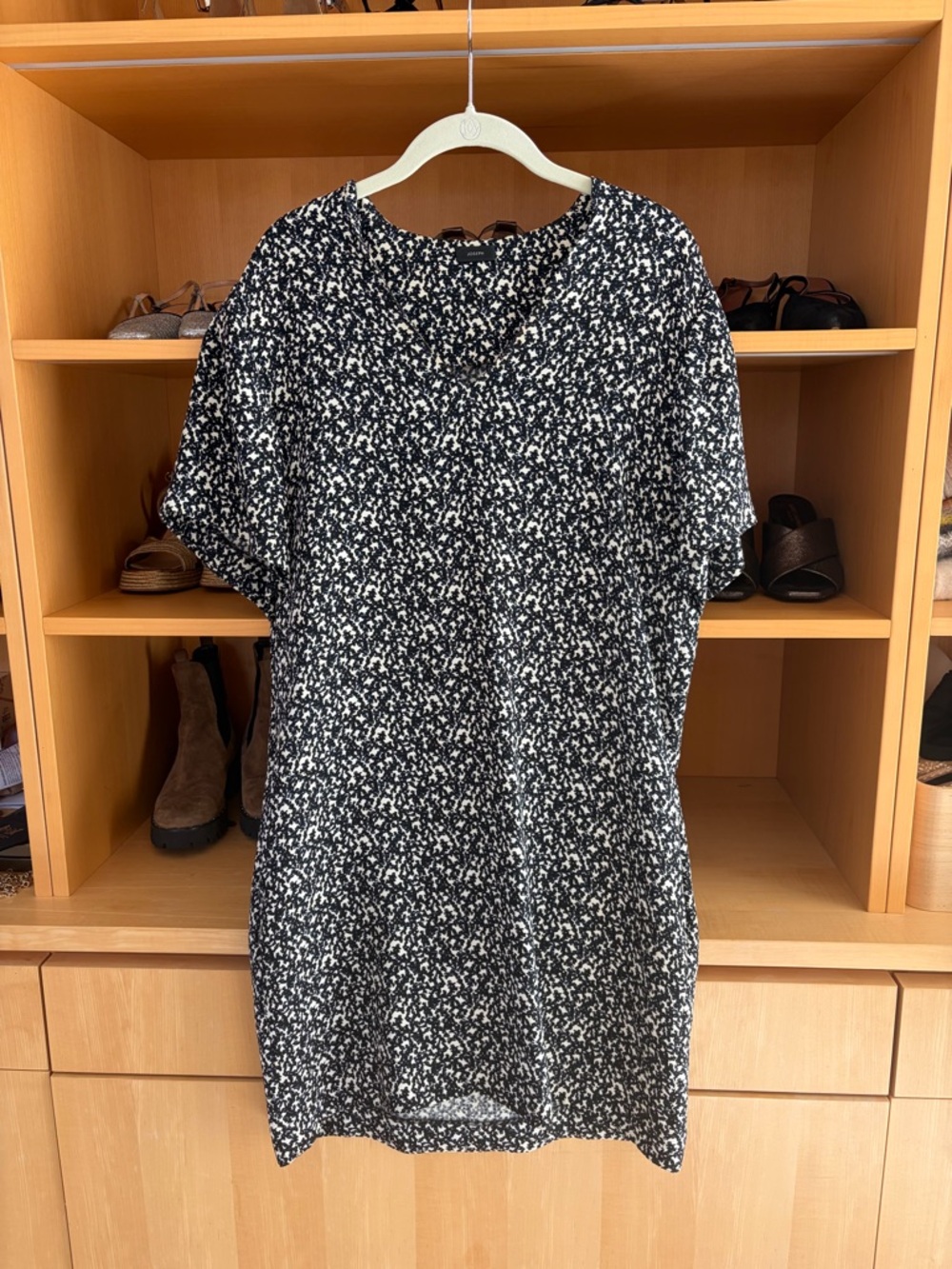 Joseph Black and White Printed Midi Dress